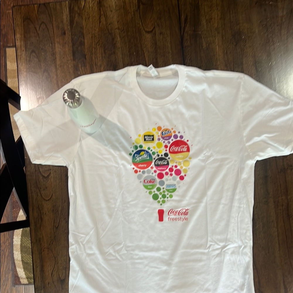 Coca-Cola Freestyle White Tee with Colorful Design Freestyle S’well water bottle